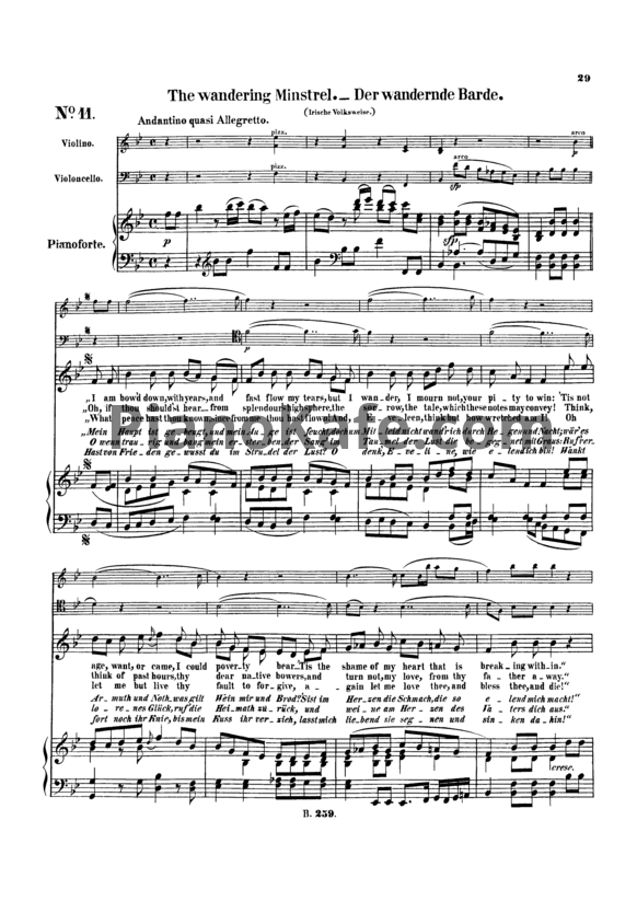 Ноты Л. В. Бетховен - "The wandering minstrel" №11 из сборника "12 песен разных народов" (WOO 157/11) - PianoKafe.com