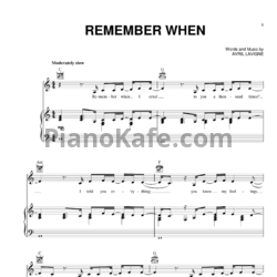 Ноты Avril Lavigne - Remember when (Версия 2) - предпросмотр