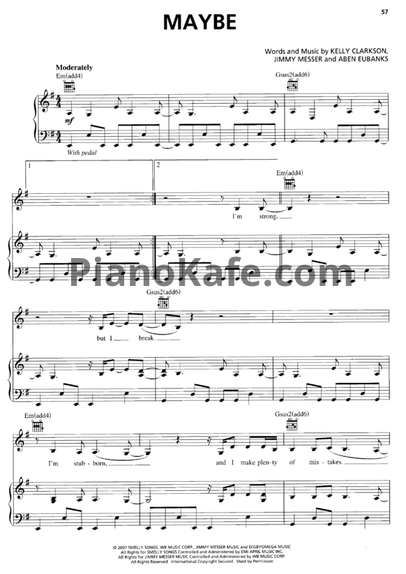 Ноты Kelly Clarkson - Maybe - PianoKafe.com