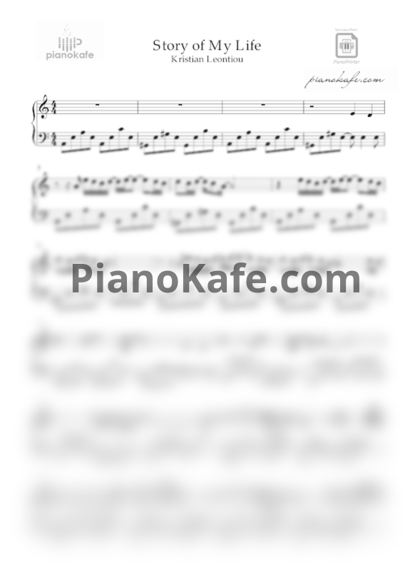 Ноты Kristian Leontiou - Story of my life - PianoKafe.com