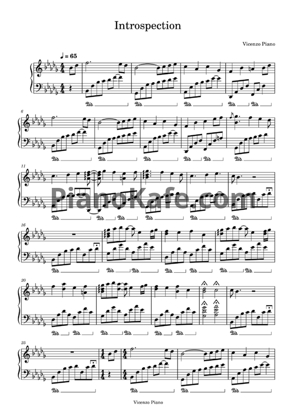 Ноты Vicenzo Piano - Introspection - PianoKafe.com