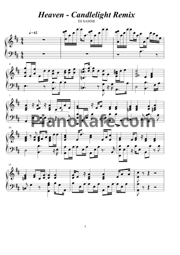 Ноты DJ Sammy - Heaven (Candlelight remix) - PianoKafe.com