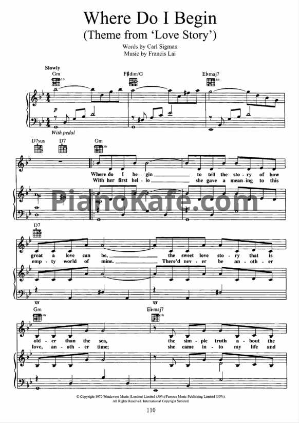 Ноты Francis Lai - Where do i begin (Love theme) - PianoKafe.com