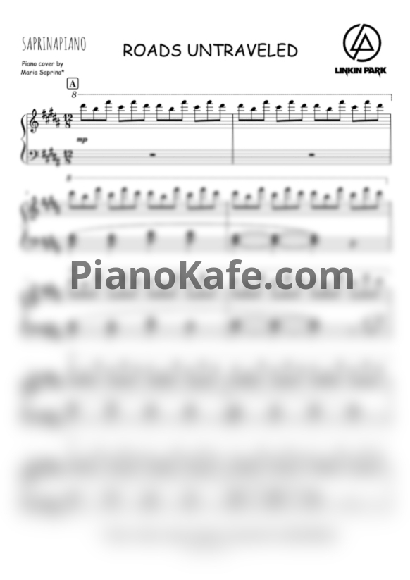 Ноты Linkin Park - Roads untraveled (SaprinaPiano cover) - PianoKafe.com