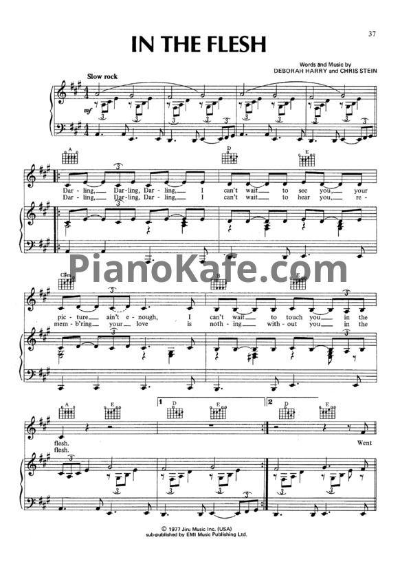 Ноты Blondie - In The Flesh - PianoKafe.com