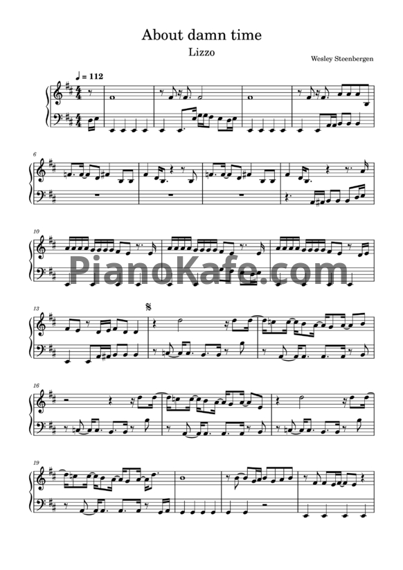 Ноты Lizzo - About damn time - PianoKafe.com