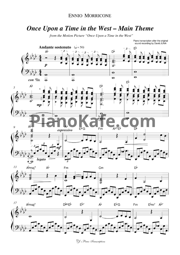 Ноты Ennio Morricone - Once upon a time in the west (Main theme) - PianoKafe.com