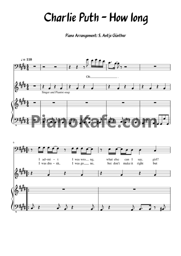 Ноты Charlie Puth - How long - PianoKafe.com