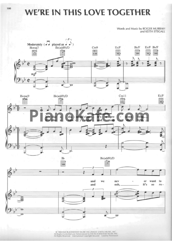 Ноты Al Jarreau - We're in this love together - PianoKafe.com