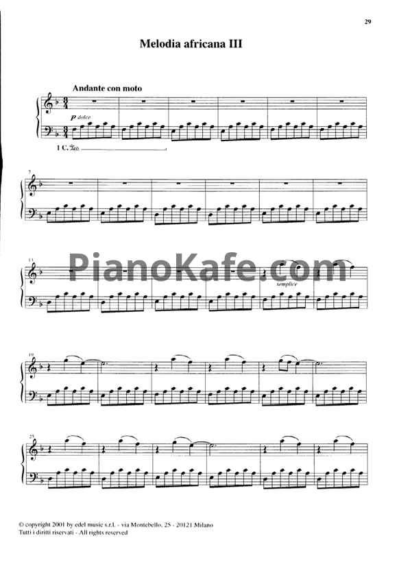 Ноты Ludovico Einaudi - Melodia africana III - PianoKafe.com