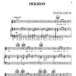 Ноты Bee Gees - Holiday - предпросмотр