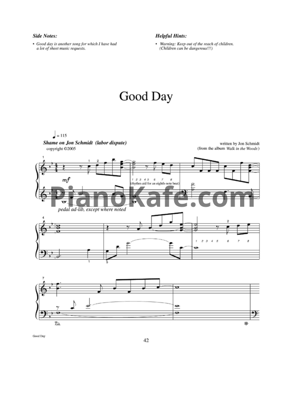 Ноты Jon Schmidt - Good Day - PianoKafe.com