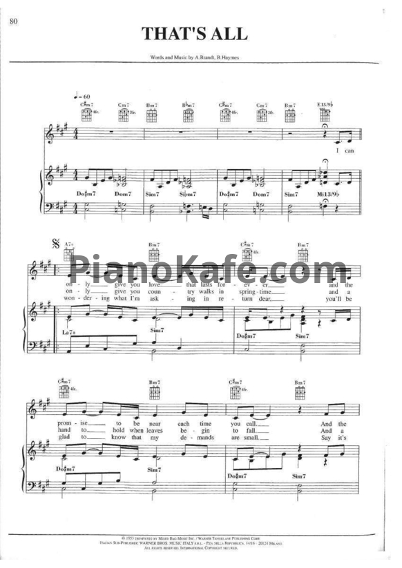 Ноты Michael Buble - That's all - PianoKafe.com