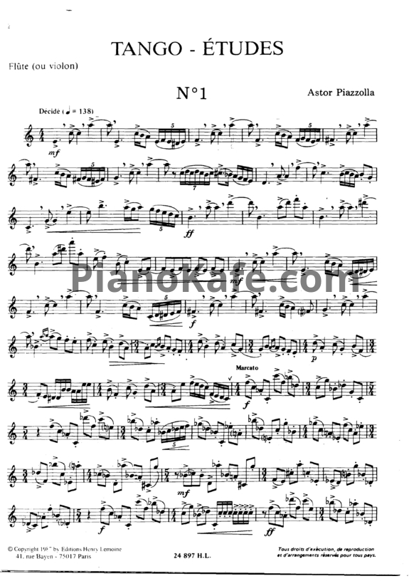 Ноты Astor Piazzolla - Танго-этюд - PianoKafe.com