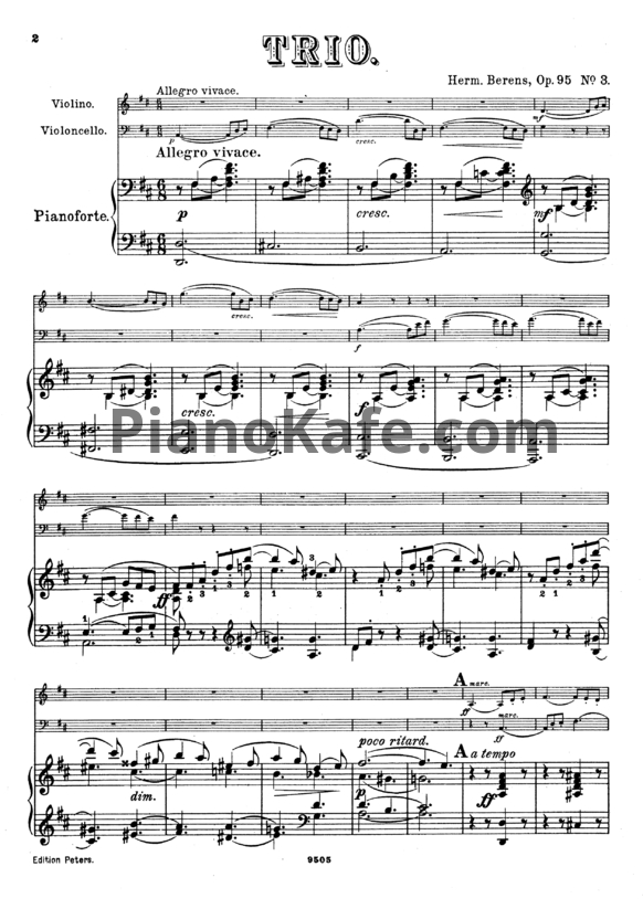Ноты Г. Беренс - Трио (Op. 95, №3) - PianoKafe.com