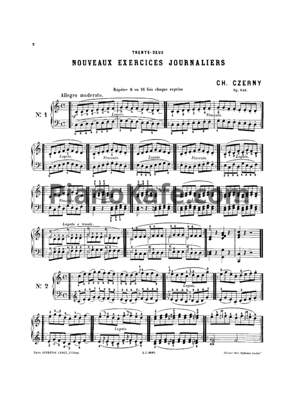 Ноты Карл Черни - 32 новых ежедневных упражнений, Op. 848 - PianoKafe.com
