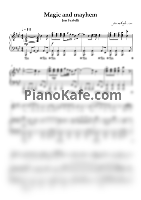 Ноты Jon Fratelli - Magic and mayhem - PianoKafe.com