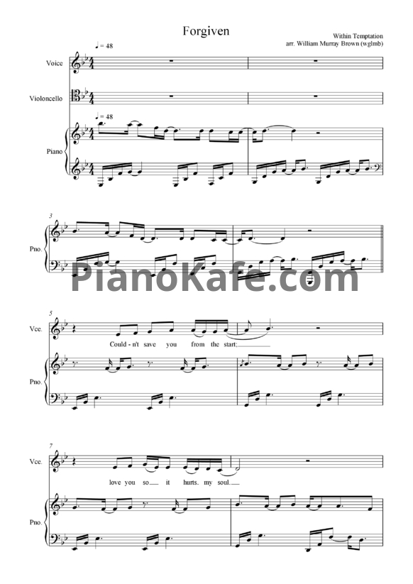 Ноты Within Temptation - Forgiven (Версия 2) - PianoKafe.com
