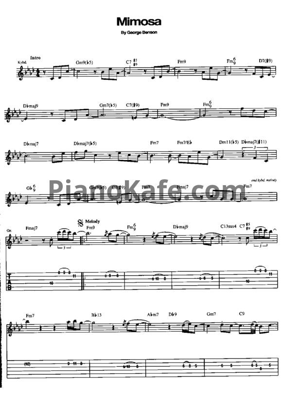 Ноты George Benson - Mimosa - PianoKafe.com