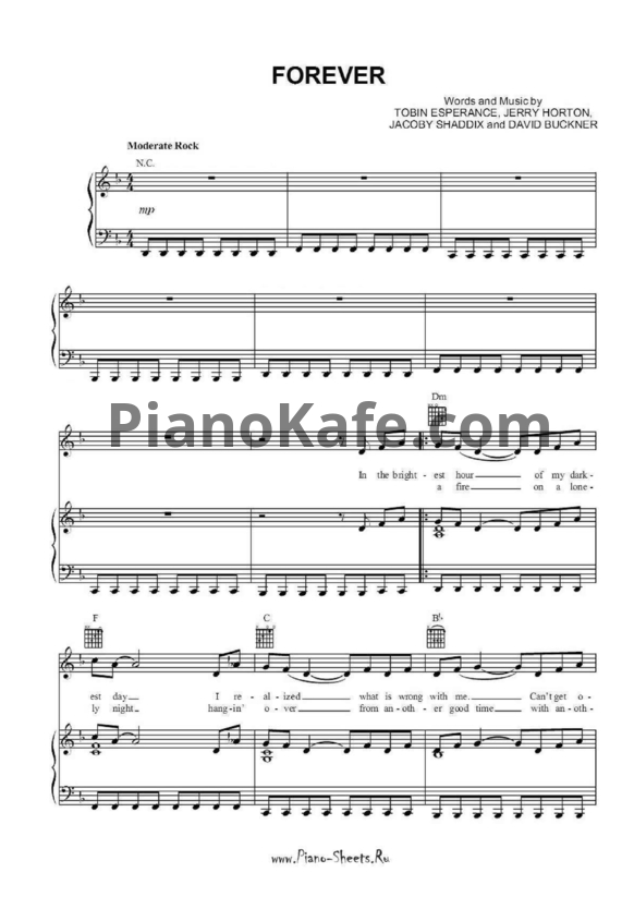 Ноты Papa Roach - Forever - PianoKafe.com