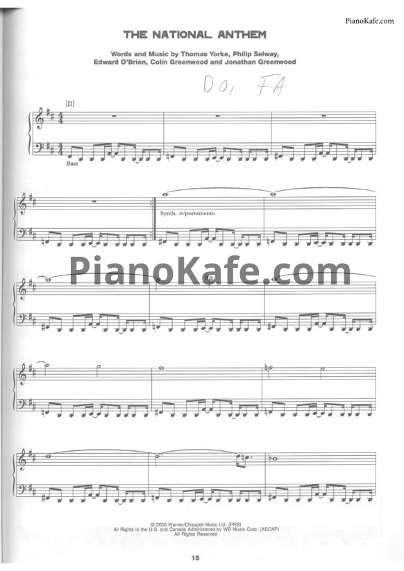Ноты Radiohead - The national anthem - PianoKafe.com