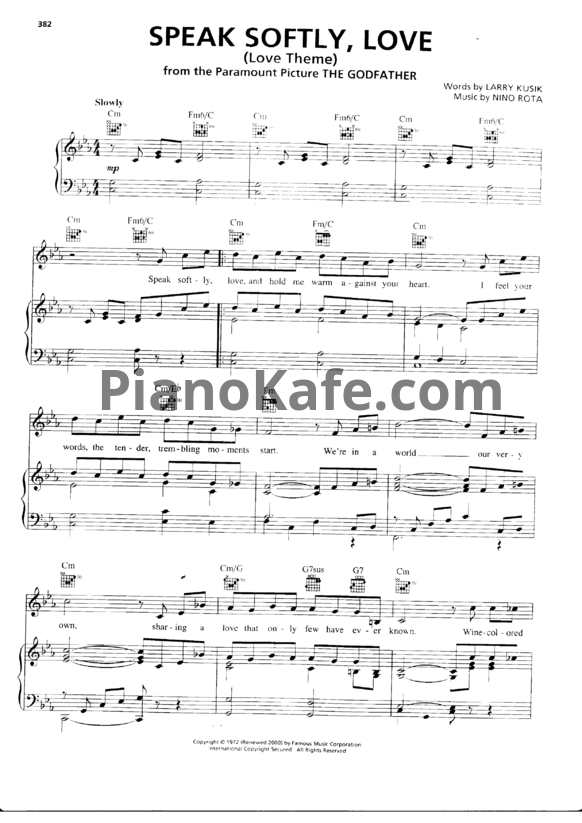 Ноты Nino Rota - Speak softly love (Версия 2) - PianoKafe.com