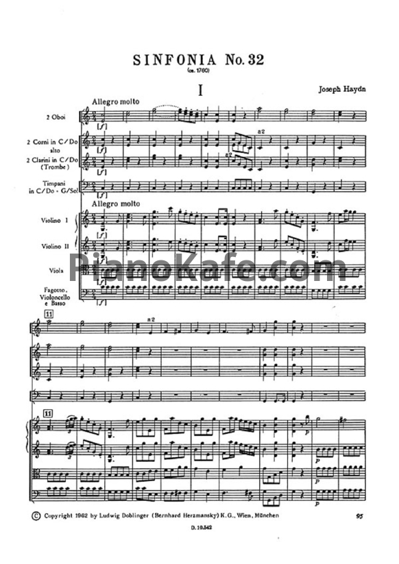 Ноты Йозеф Гайдн - Симфония №32 до мажор (Партитура) - PianoKafe.com