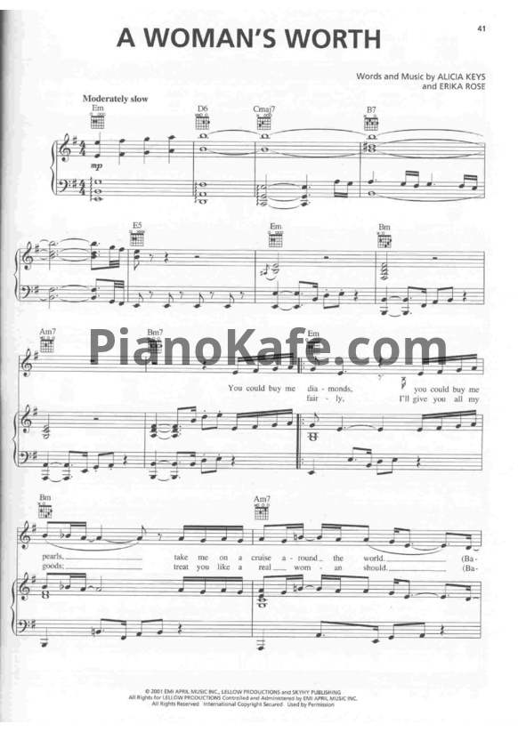 Ноты Alicia Keys - A Woman's Worth - PianoKafe.com