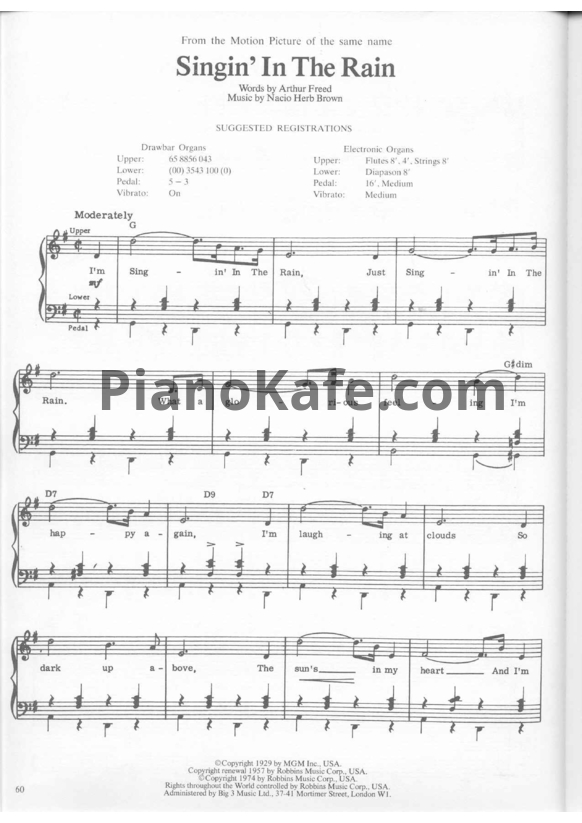 Ноты Frank Sinatra - Singin in the rain - PianoKafe.com