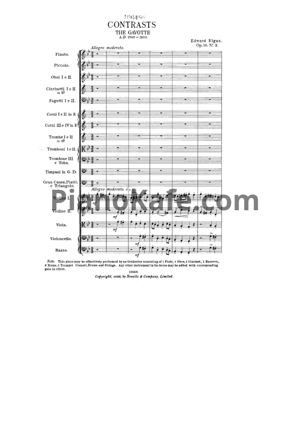 Ноты Эдуард Элгар - Contrasts для оркестра (Op. 10, №3, Партитура) - PianoKafe.com