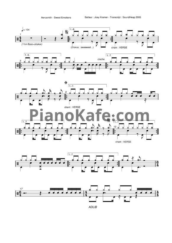 Ноты Aerosmith - Sweet emotion - PianoKafe.com
