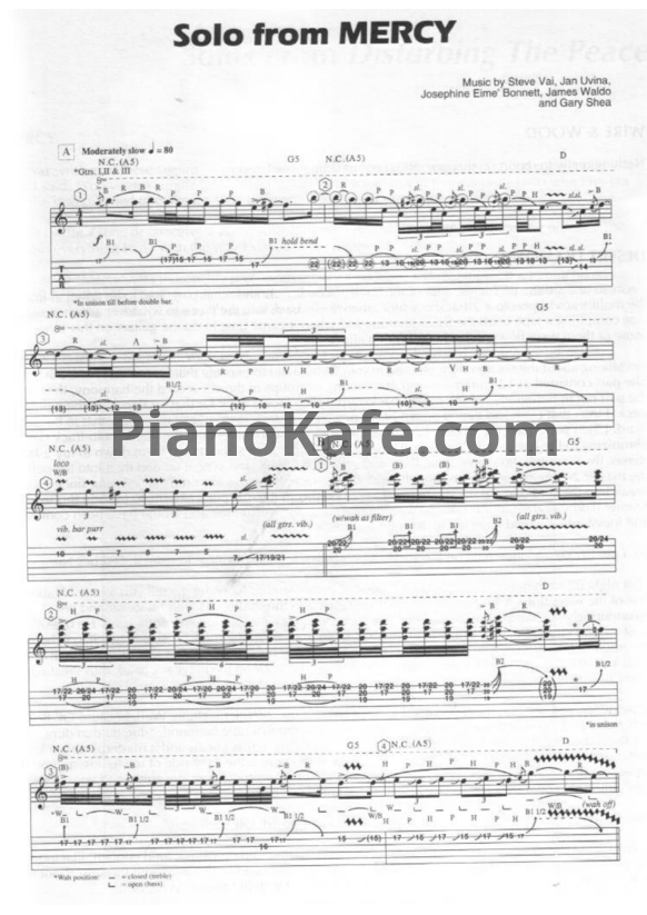 Ноты Steve Vai - Solo from Mercy - PianoKafe.com