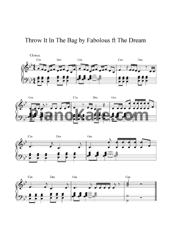 Ноты Fabolous feat. The Dream - Throw it in the bag - PianoKafe.com