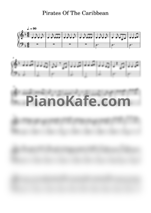 Ноты Hans Zimmer - He's a Pirate (Лёгкая версия) - PianoKafe.com
