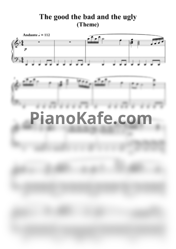 Ноты Ennio Morricone - The good the bad and the ugly (Theme) - PianoKafe.com