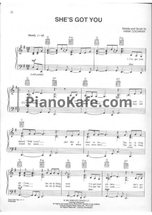 Ноты LeAnn Rimes - She's got you - PianoKafe.com
