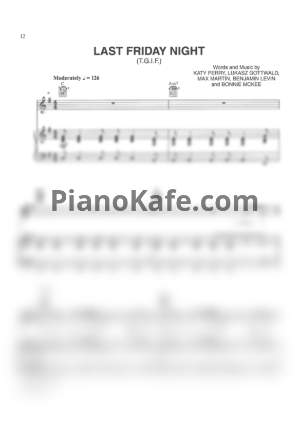 Ноты Katy Perry - Last friday night - PianoKafe.com