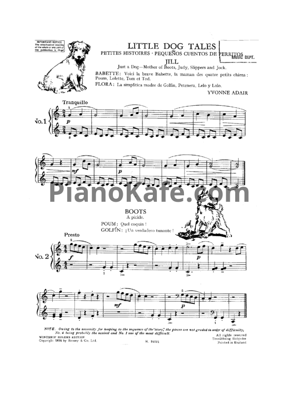 Ноты Yvonne Adair - Little dog tales - PianoKafe.com
