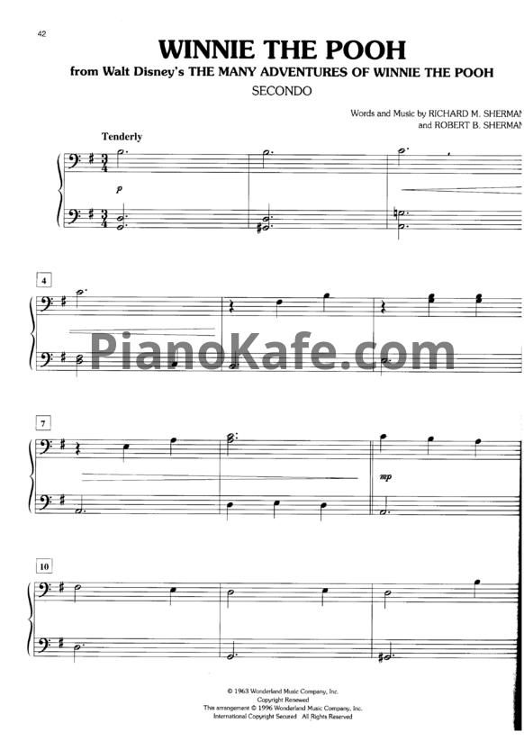 Ноты Richard M. Sherm - Winnie the pooh (для 2 фортепиано) - PianoKafe.com