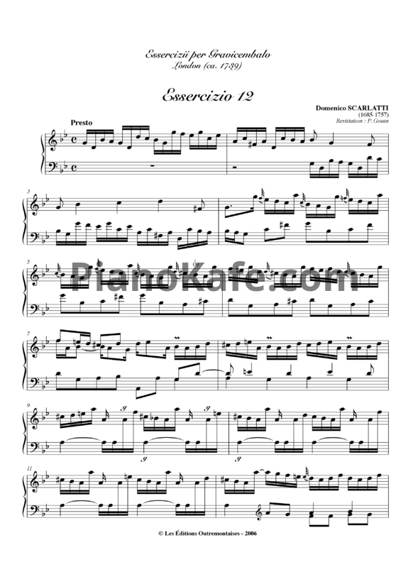 Ноты Д. Скарлатти - Соната K12 - PianoKafe.com