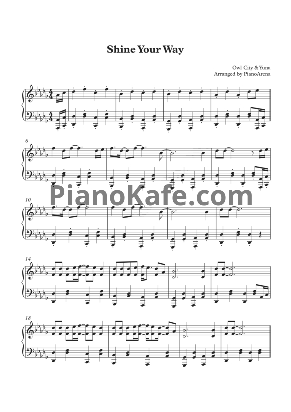 Ноты Owl City & Yuna - Shine your way - PianoKafe.com
