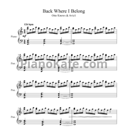 Ноты Otto Knows & Avicii - Back where I belong - предпросмотр