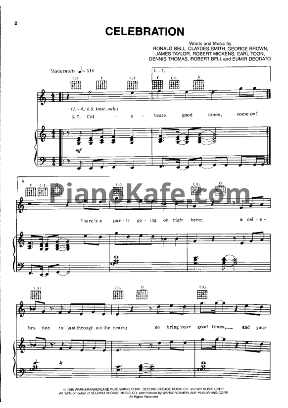 Ноты Kool And The Gang - Celebration - PianoKafe.com