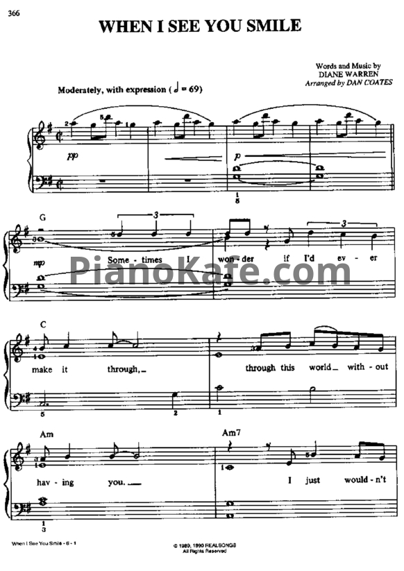Ноты Gloria Estefan - When I see you smile - PianoKafe.com