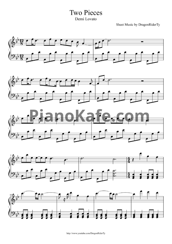 Ноты Demi Lovato - Two pieces - PianoKafe.com