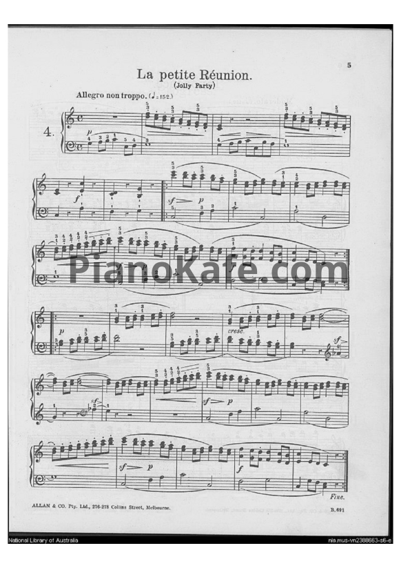 Ноты Фридрих Бургмюллер - Этюд La petite reunion (Jolly party) (Op. 100, №4) - PianoKafe.com