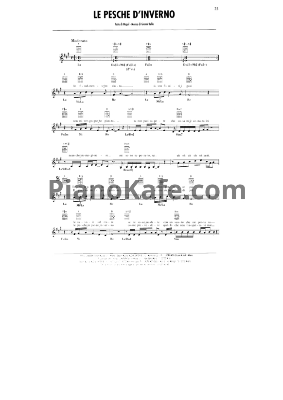 Ноты Adriano Celentano - Le pesche d'inverno - PianoKafe.com