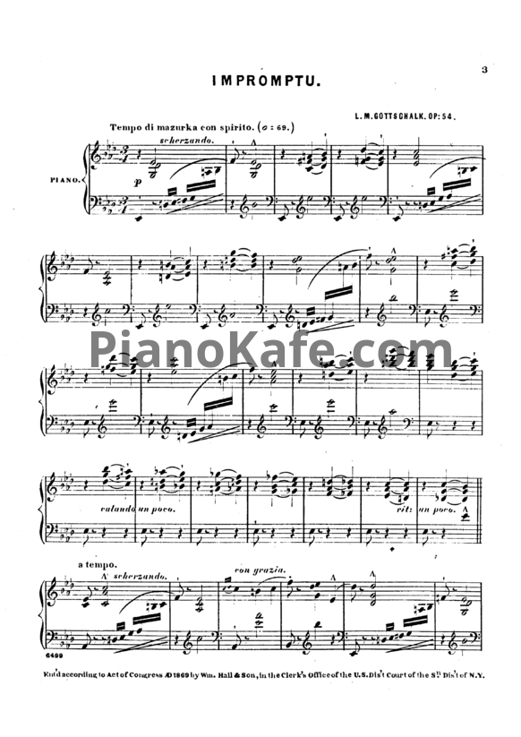 Ноты Луи Моро Готшалк - Impromptu (Op. 54) - PianoKafe.com