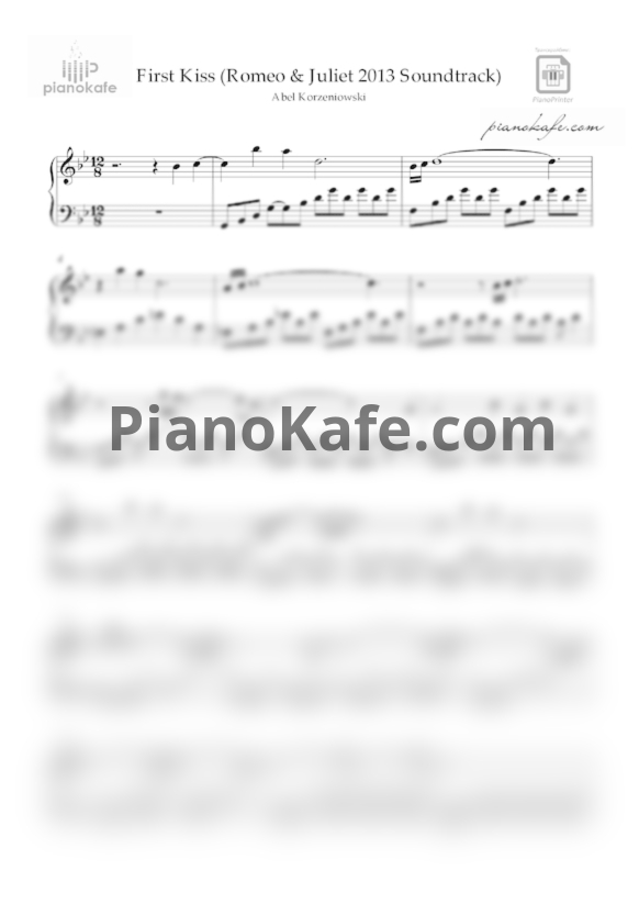 Ноты Abel Korzeniowski - First kiss - PianoKafe.com