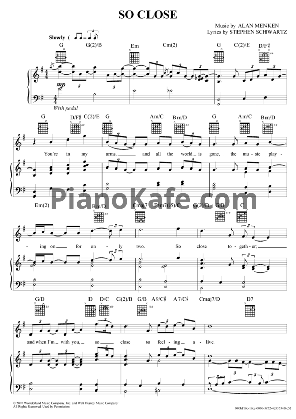Ноты Alan Menken - So close - PianoKafe.com